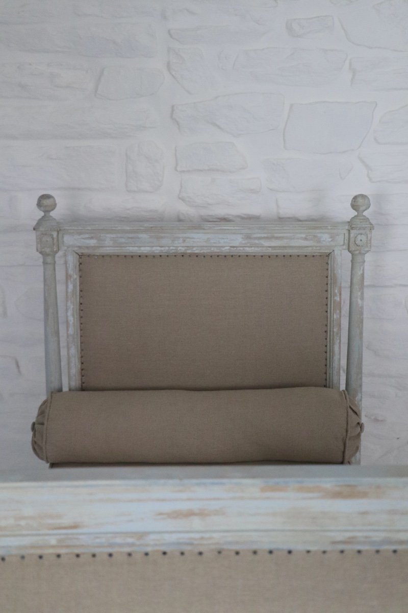 Directoire Period Daybed Bench Reupholstered In Linen -photo-3