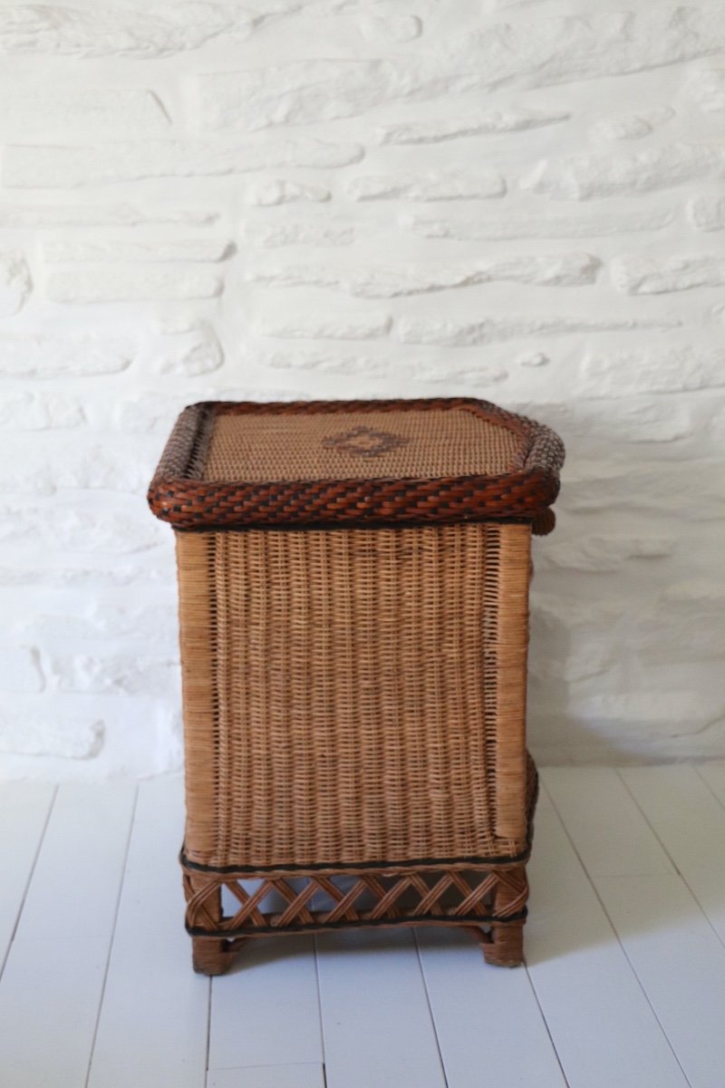 Pair Of Wicker Bedside Tables End Tables Vivai Del Sud Design XX Italy-photo-4