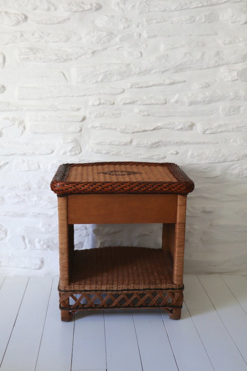 Pair Of Wicker Bedside Tables End Tables Vivai Del Sud Design XX Italy-photo-5