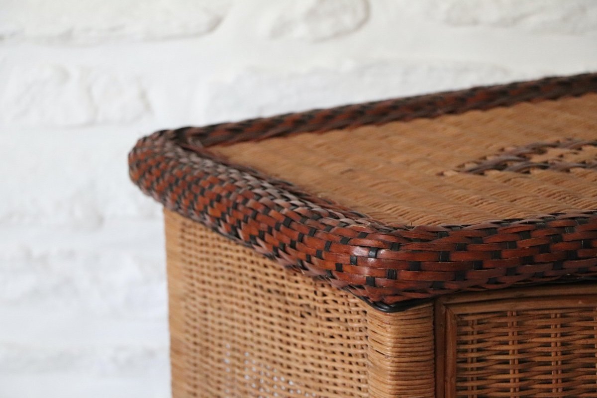 Pair Of Wicker Bedside Tables End Tables Vivai Del Sud Design XX Italy-photo-6