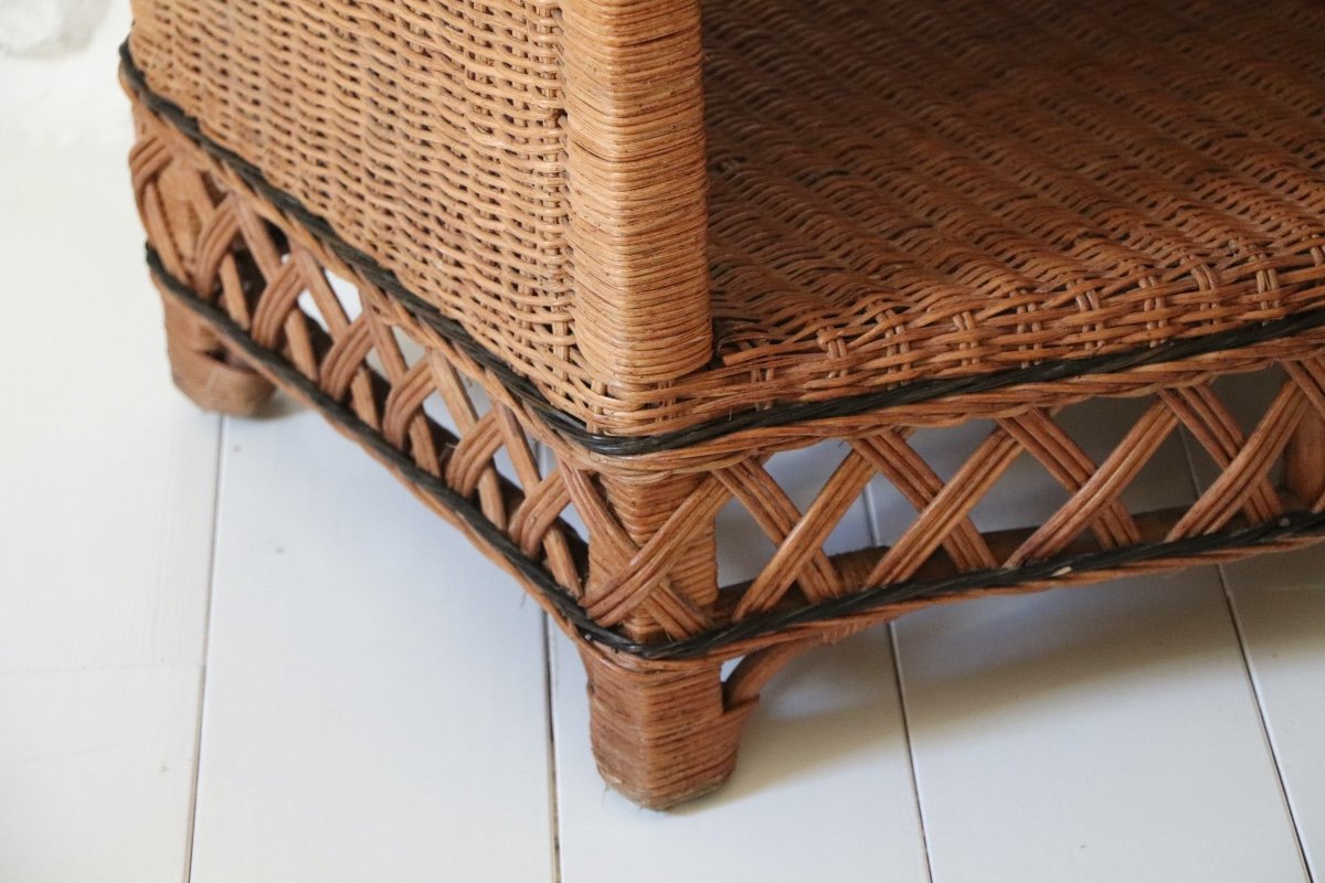 Pair Of Wicker Bedside Tables End Tables Vivai Del Sud Design XX Italy-photo-7