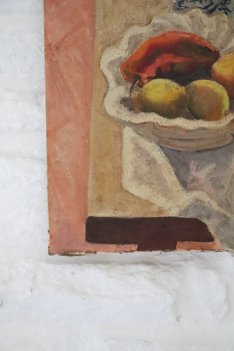  Huile Sur Toile Nature Morte Aux Fruits XX Minorque -photo-2