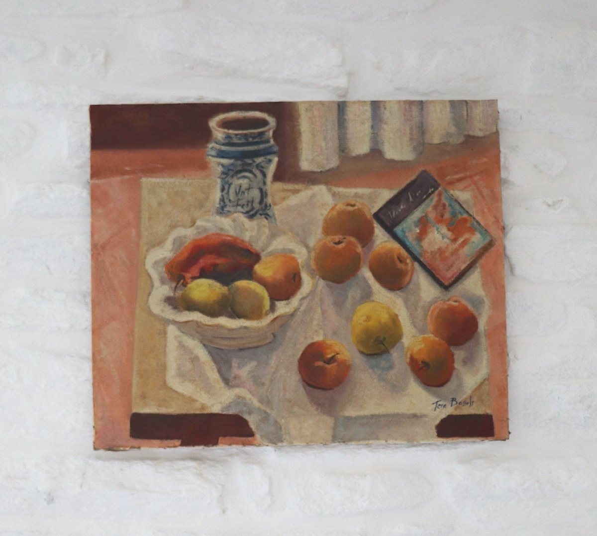  Huile Sur Toile Nature Morte Aux Fruits XX Minorque -photo-3