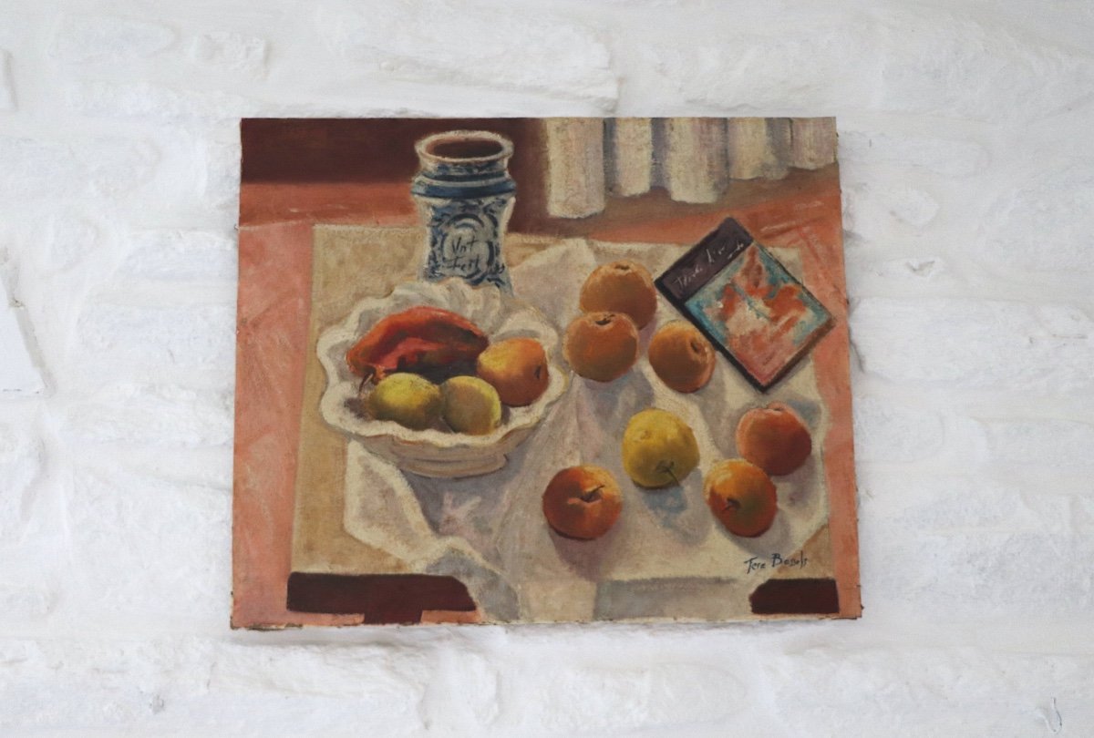  Huile Sur Toile Nature Morte Aux Fruits XX Minorque 