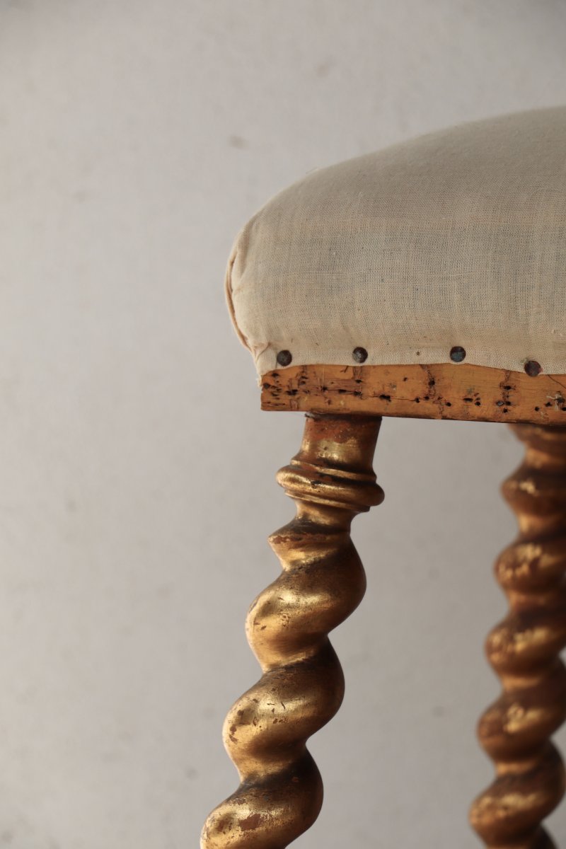 Napoleon III Stool In Golden Wood-photo-2