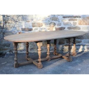 Grande Table Ovale Style Louis XIII, Chêne 