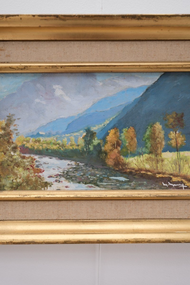 Painting Of The Ariège Pyrenees By Michel Maury On Wood-photo-4