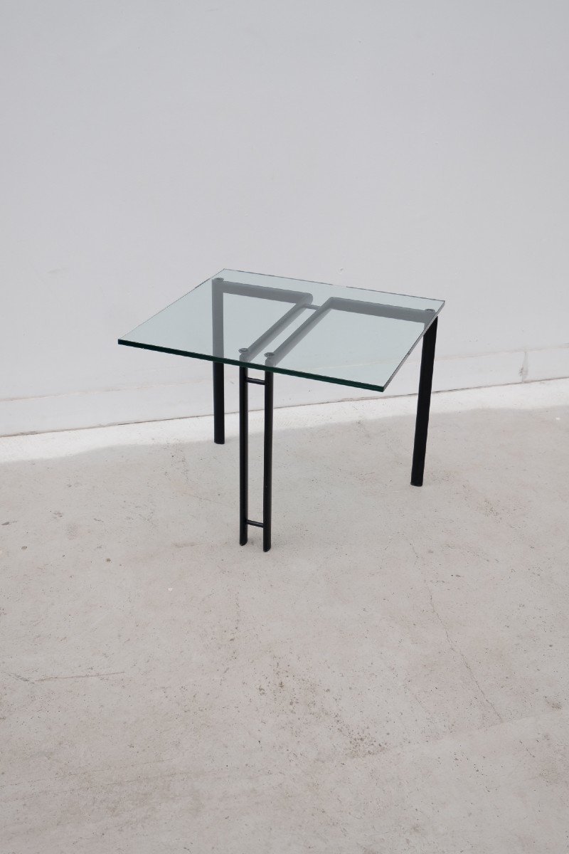 Table D’appoint De Catellan Italia En Métal Et Verre, 1980 