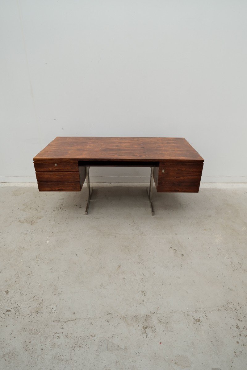 Desk In Rio Rosewood And Metal Leg, Germany 1970  -photo-2