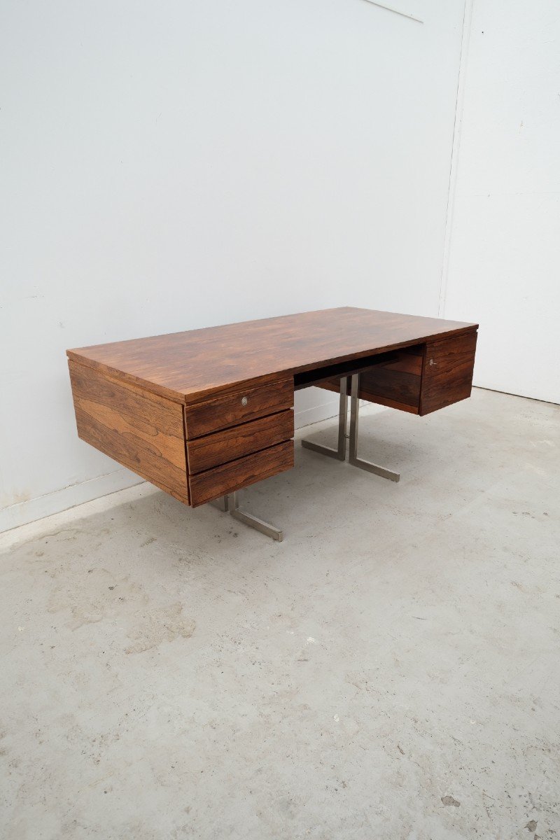 Desk In Rio Rosewood And Metal Leg, Germany 1970  -photo-3