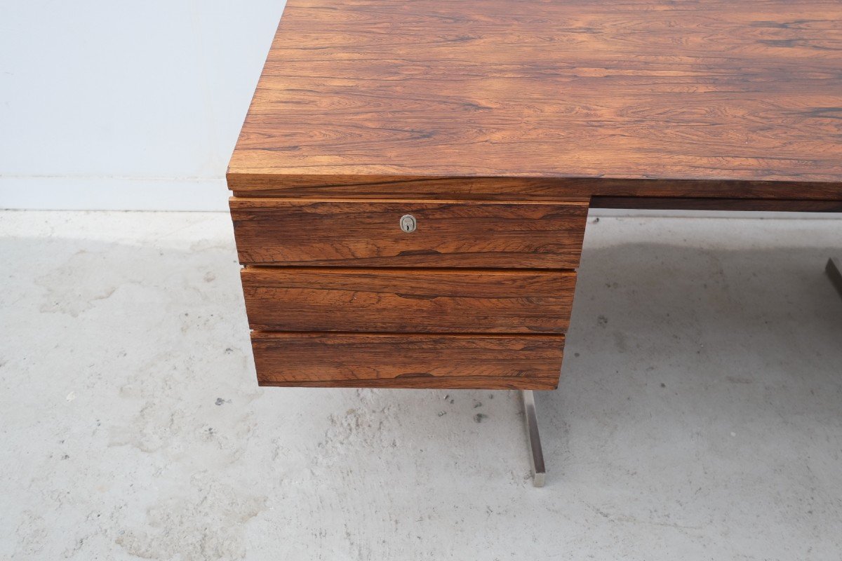 Desk In Rio Rosewood And Metal Leg, Germany 1970  -photo-2