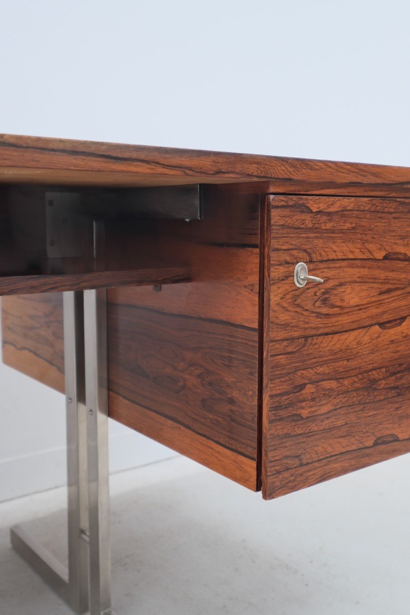 Desk In Rio Rosewood And Metal Leg, Germany 1970  -photo-5