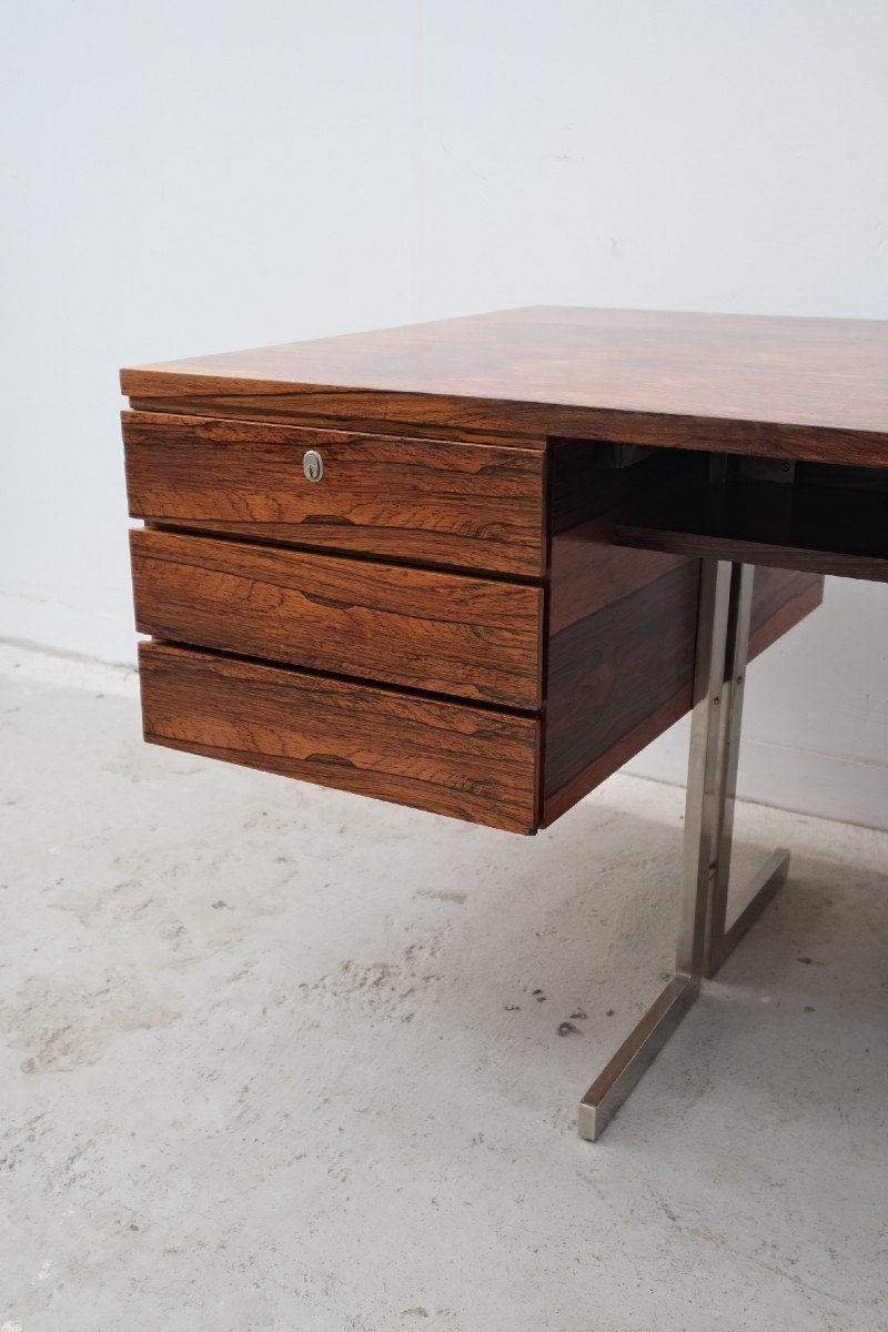 Desk In Rio Rosewood And Metal Leg, Germany 1970  -photo-6