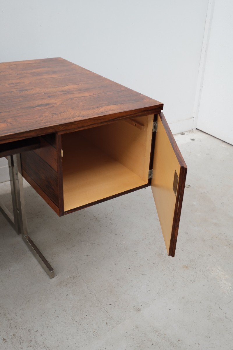 Desk In Rio Rosewood And Metal Leg, Germany 1970  -photo-7