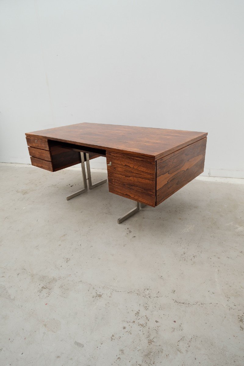 Desk In Rio Rosewood And Metal Leg, Germany 1970  