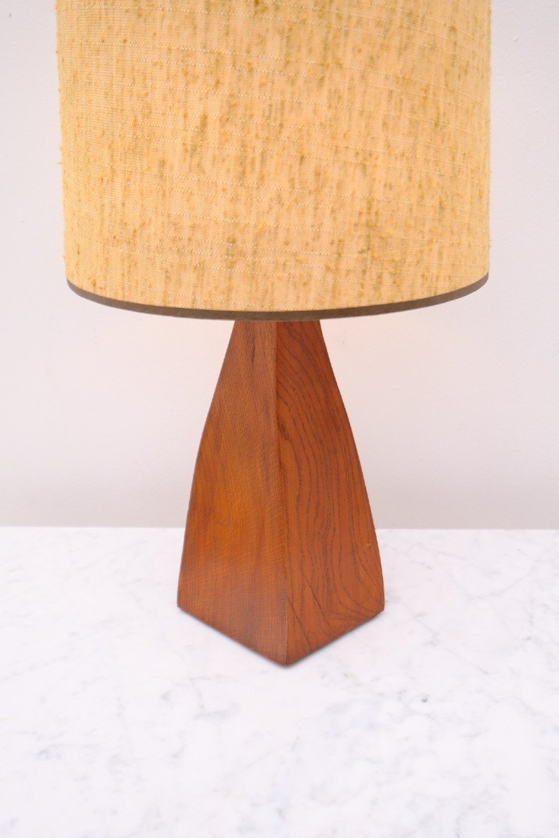 Brutalist Lamp In Solid Oak, 1950  -photo-3