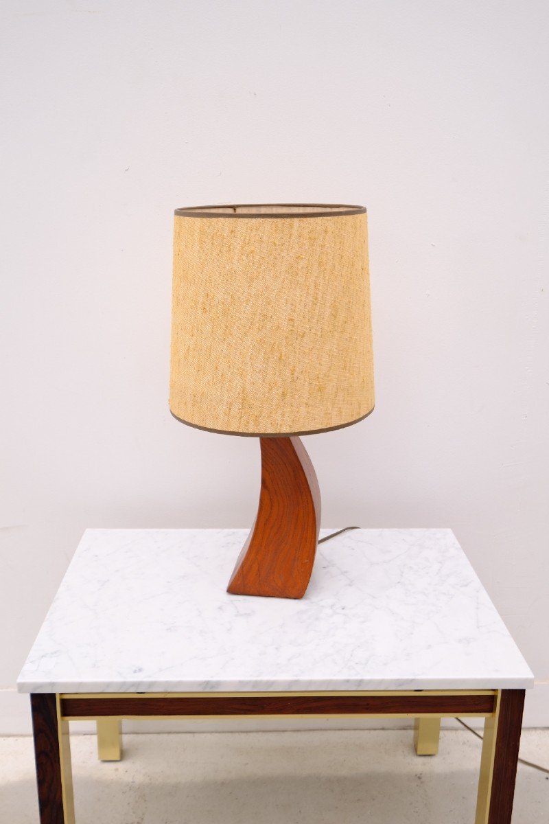 Brutalist Lamp In Solid Oak, 1950  