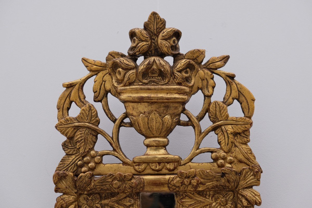 Regency Style Mirror With Glazing Beads In Carved And Gilded Wood, Early 19th Century  -photo-4