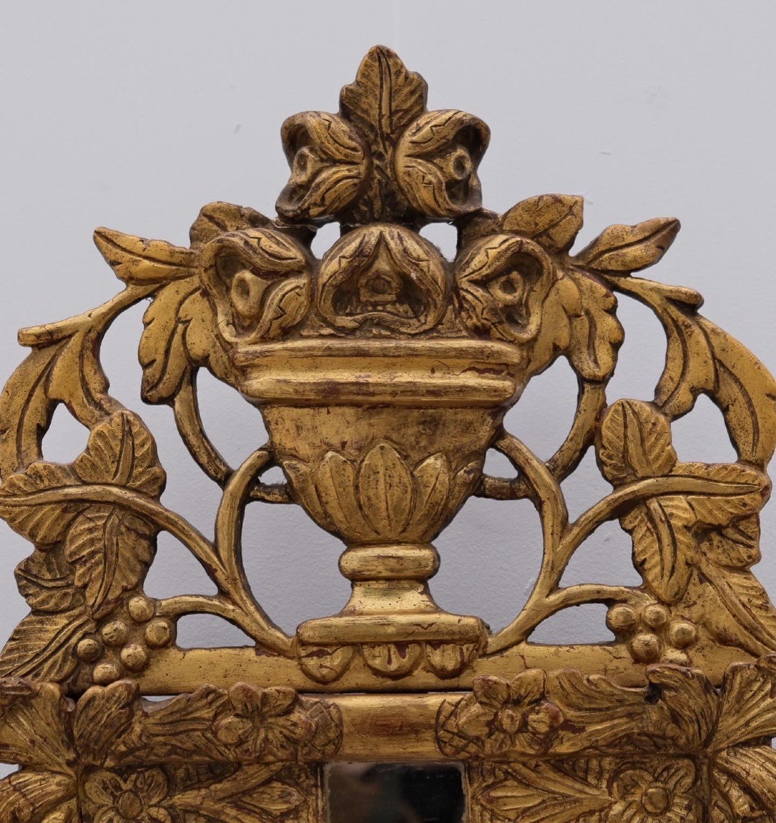 Regency Style Mirror With Glazing Beads In Carved And Gilded Wood, Early 19th Century  -photo-3