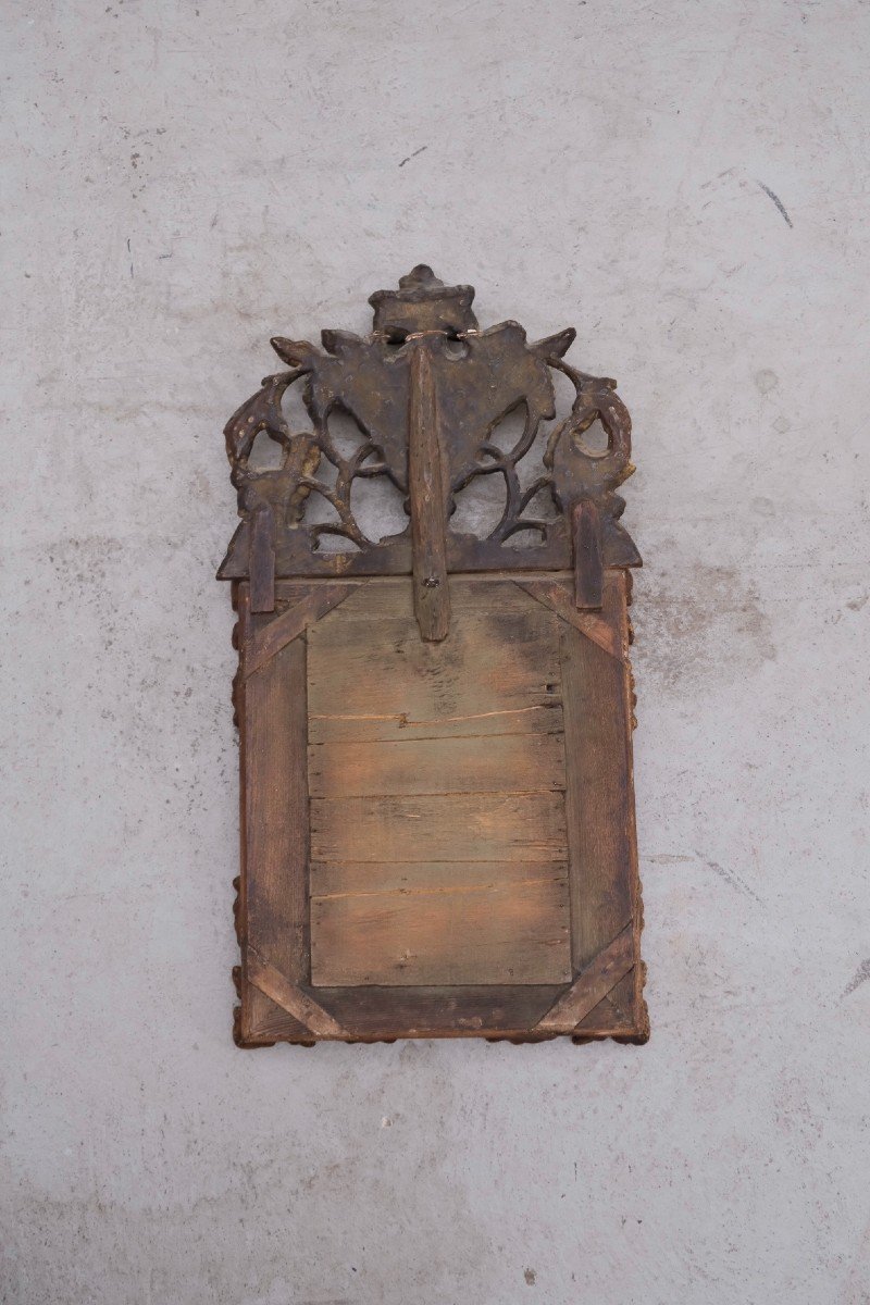 Regency Style Mirror With Glazing Beads In Carved And Gilded Wood, Early 19th Century  -photo-5