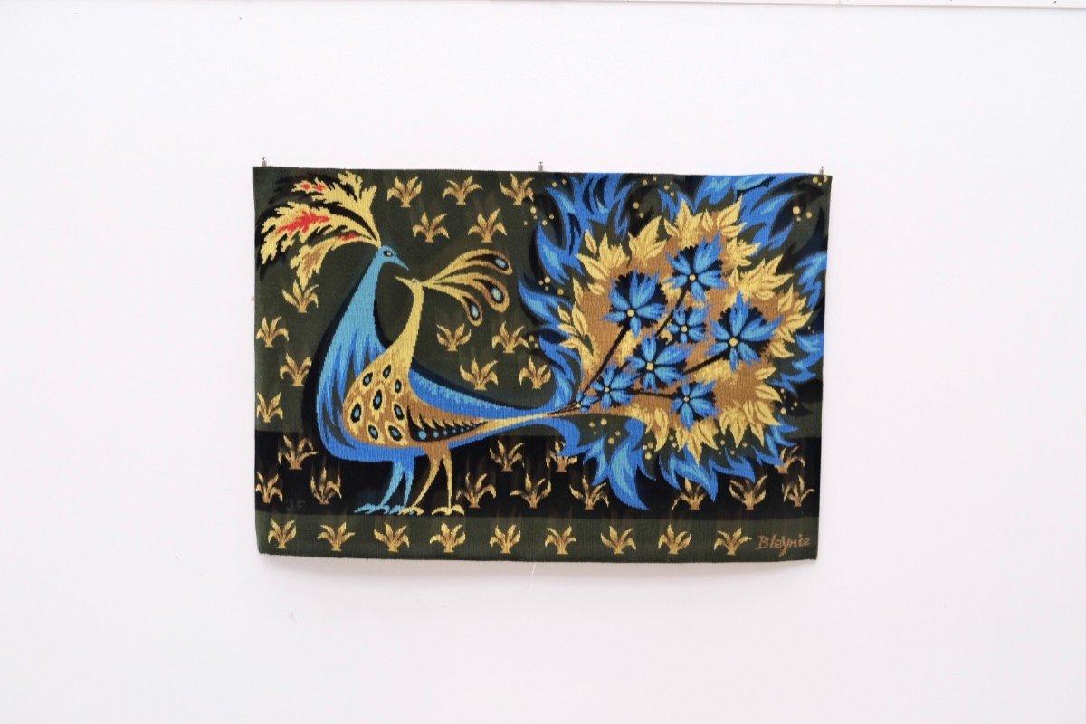 “bouquet Of Blue Birds” Wall Tapestry By Claude Bleynie By Les Ateliers Jean Laurent