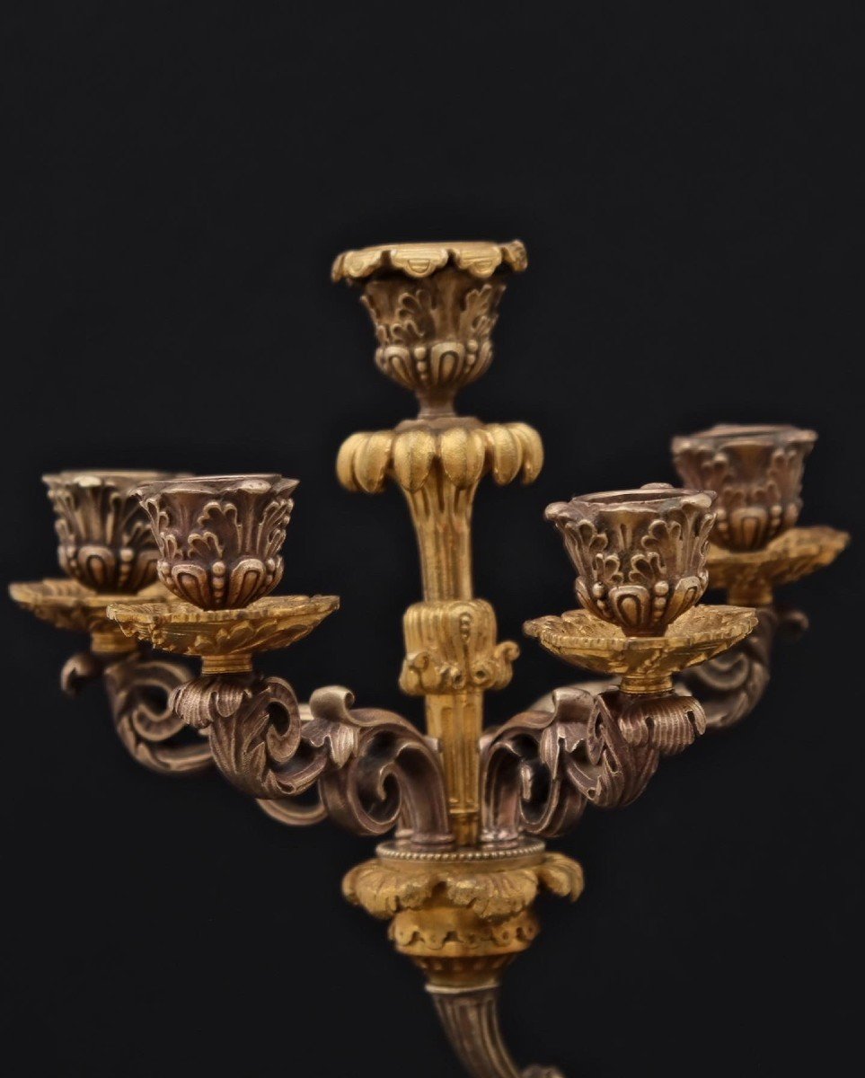 Chandelier En Bronze Napoleon III, 19 ème  -photo-2