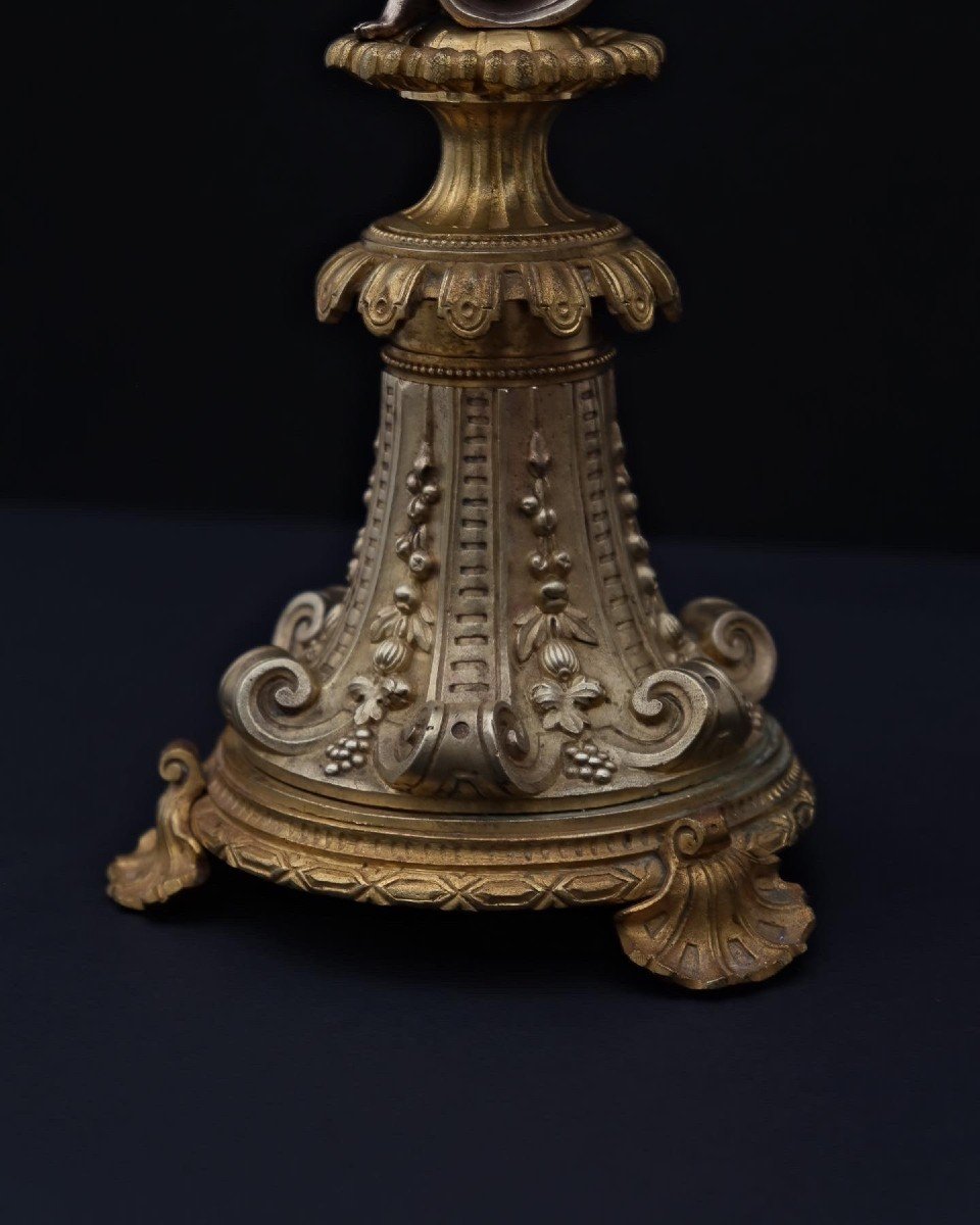 Chandelier En Bronze Napoleon III, 19 ème  -photo-2