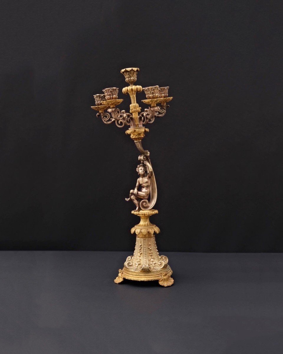 Chandelier En Bronze Napoleon III, 19 ème  