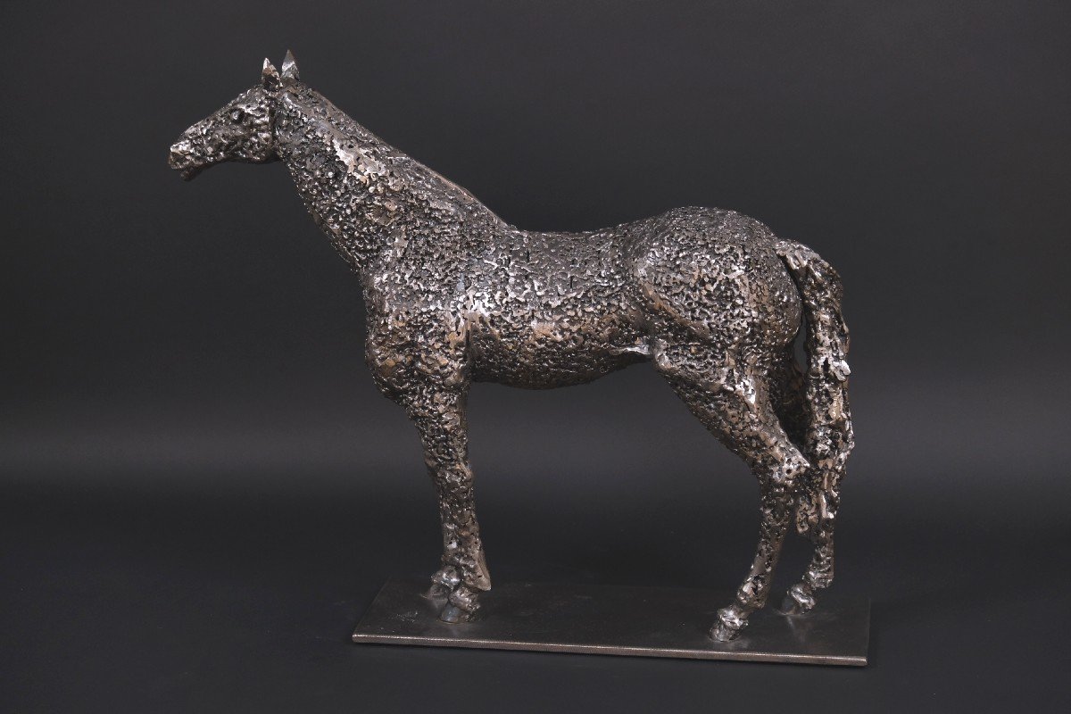 Metal Sculpture “standing Horse” By Hugo Verheyen, 1980  -photo-2