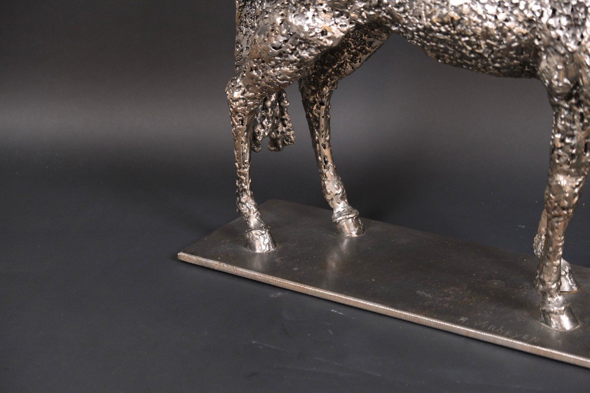 Metal Sculpture “standing Horse” By Hugo Verheyen, 1980  -photo-6