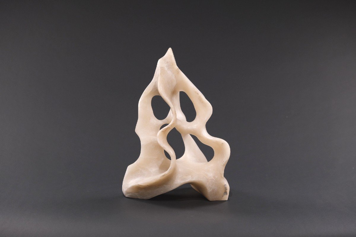 Alabaster Sculpture “labyrinth” By Hugo Verheyen, 1970