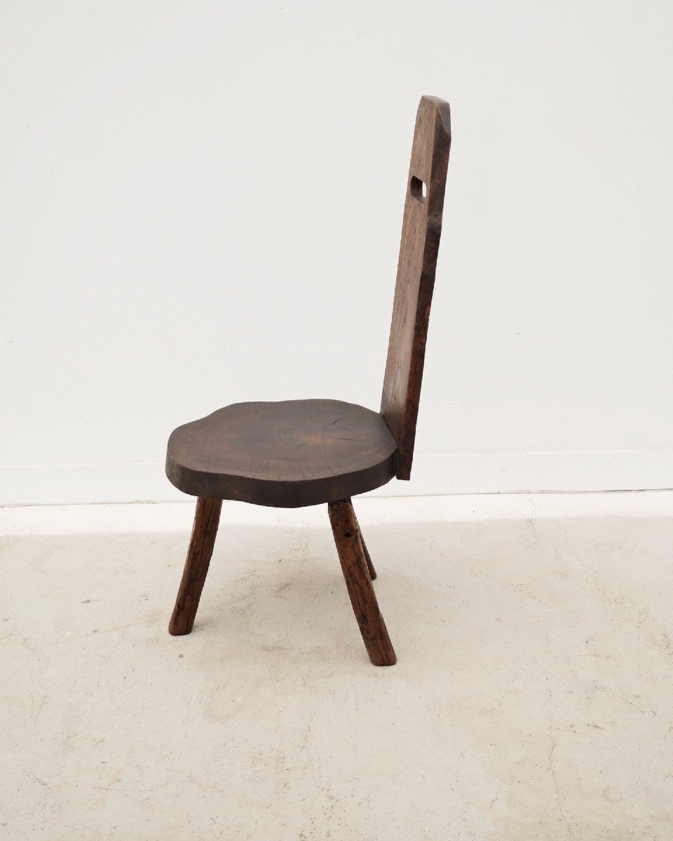 Brutalist Solid Wood Chair, 1960   -photo-2