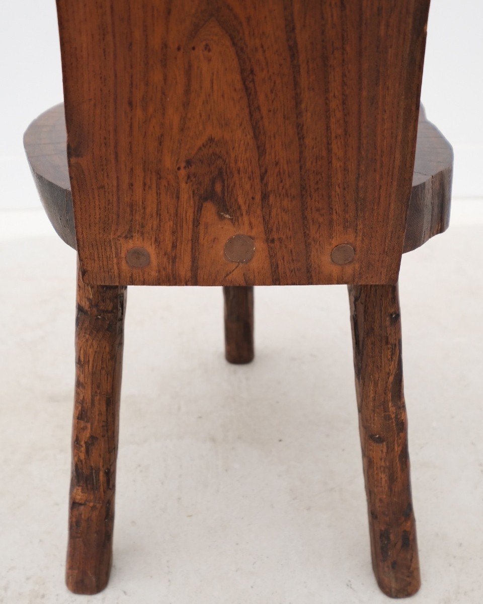 Brutalist Solid Wood Chair, 1960   -photo-3