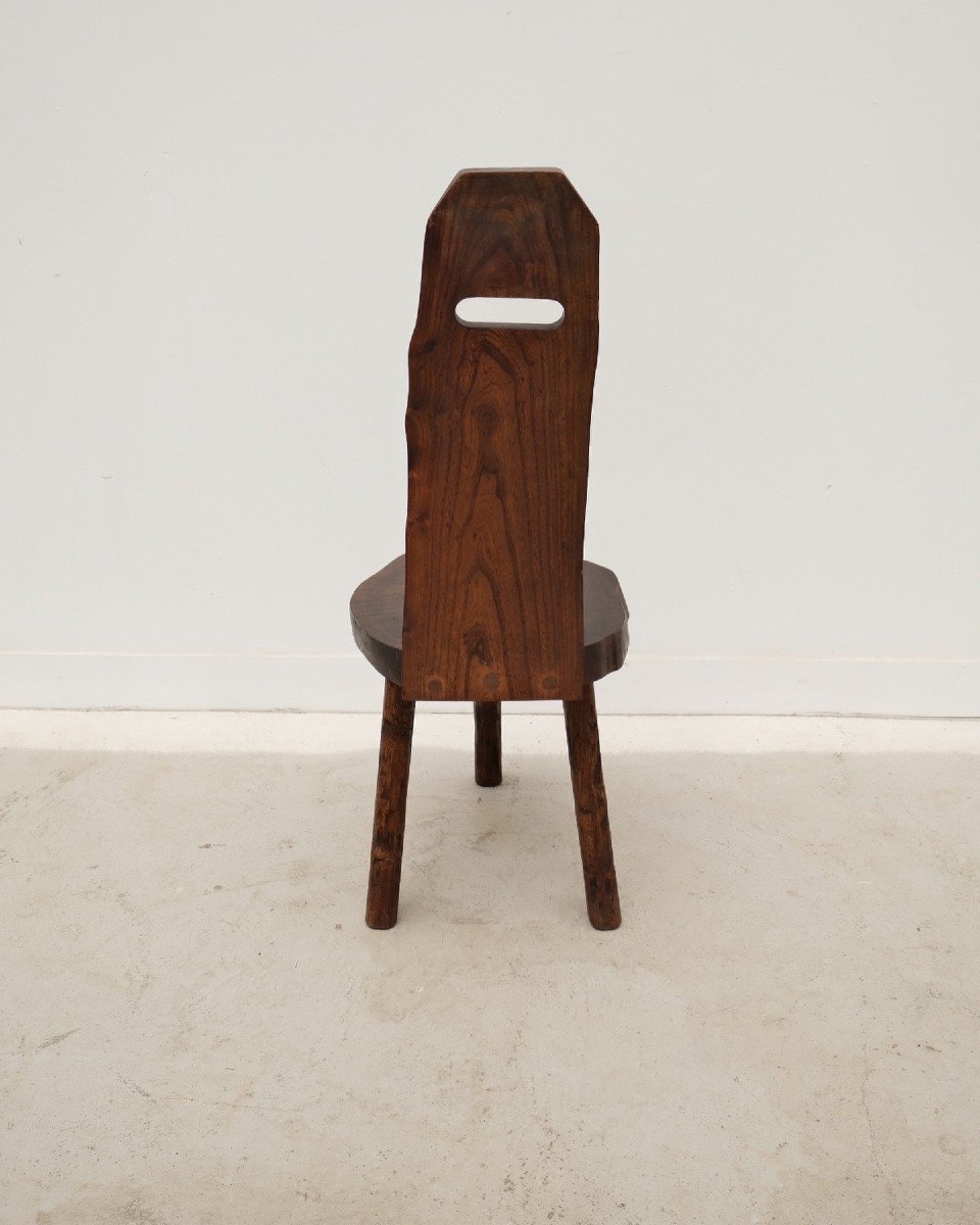 Brutalist Solid Wood Chair, 1960   -photo-4