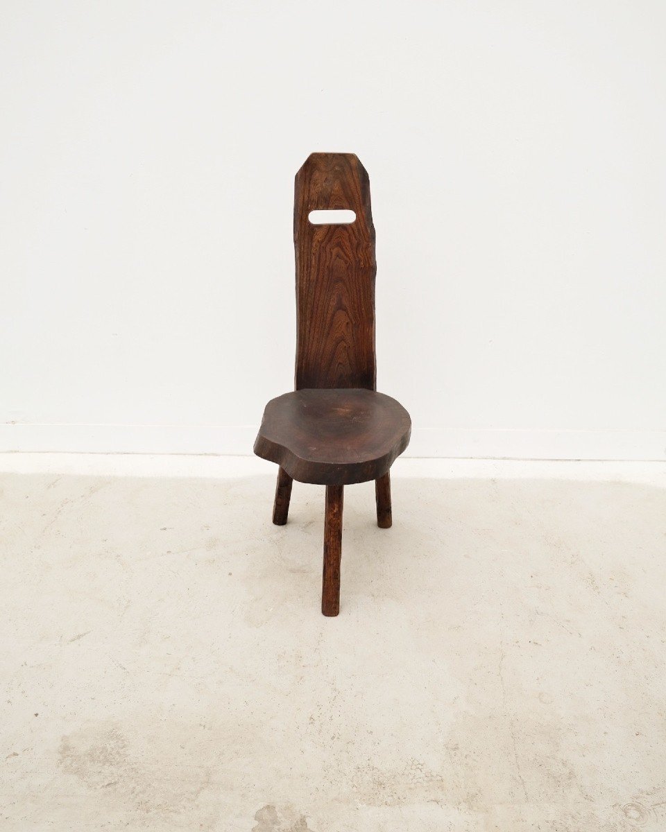 Brutalist Solid Wood Chair, 1960   -photo-1