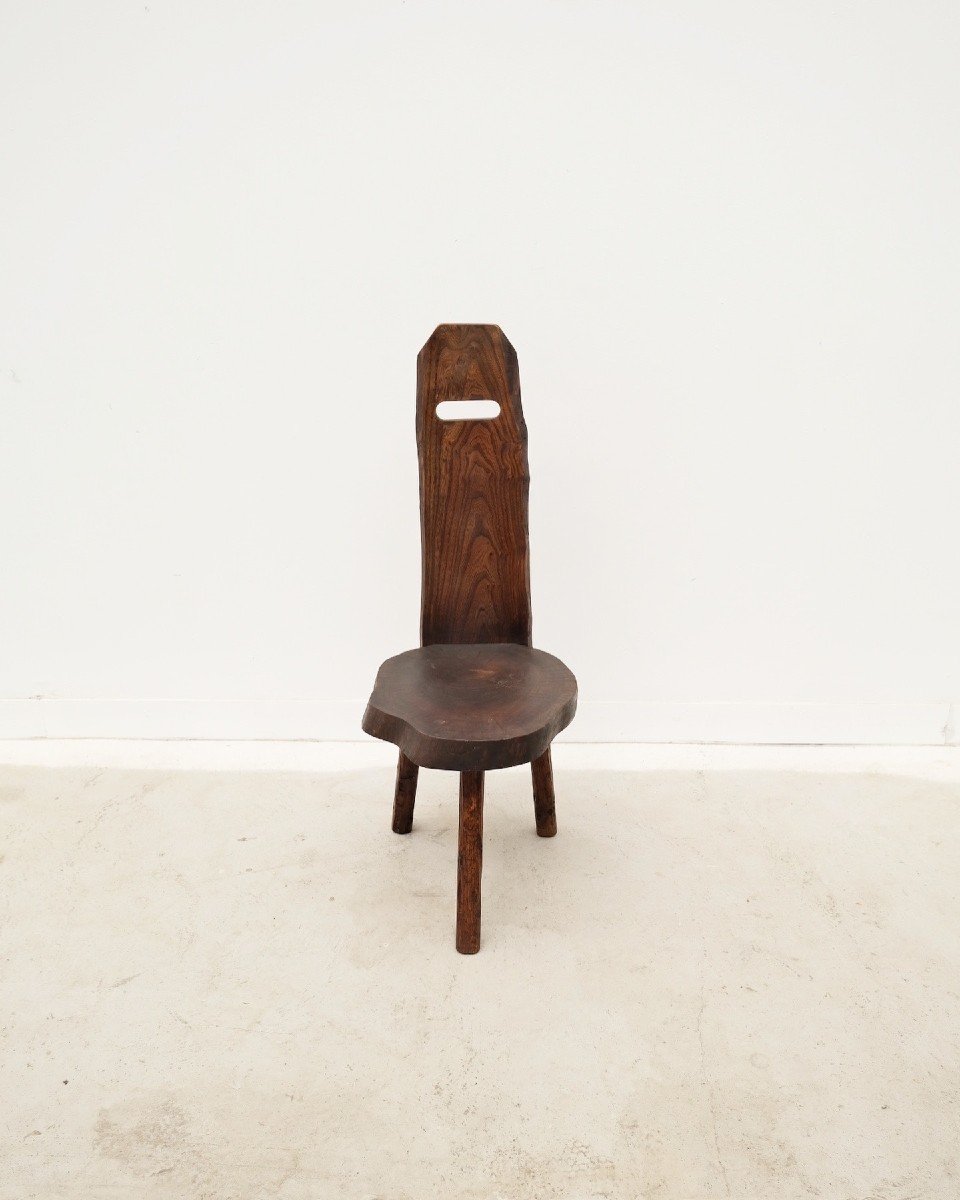 Brutalist Solid Wood Chair, 1960   -photo-2