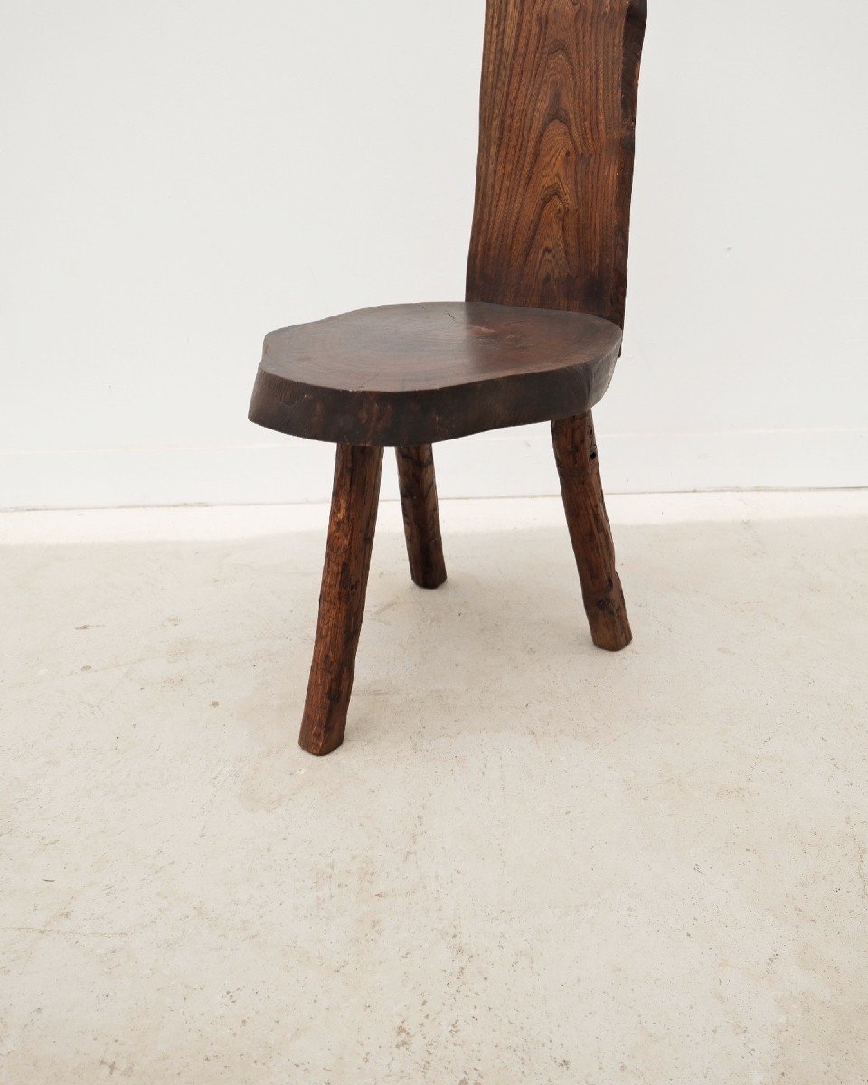 Brutalist Solid Wood Chair, 1960   -photo-3