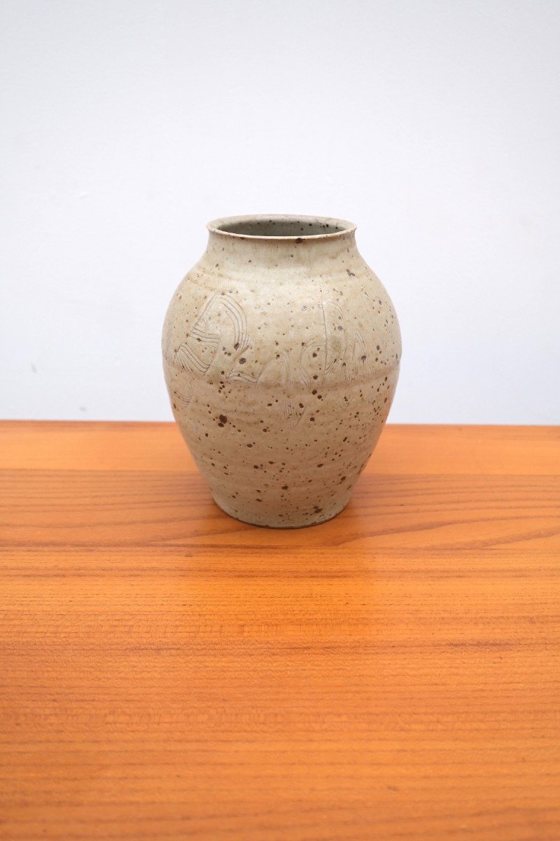 Signed Stoneware Vase, 1970 -photo-2