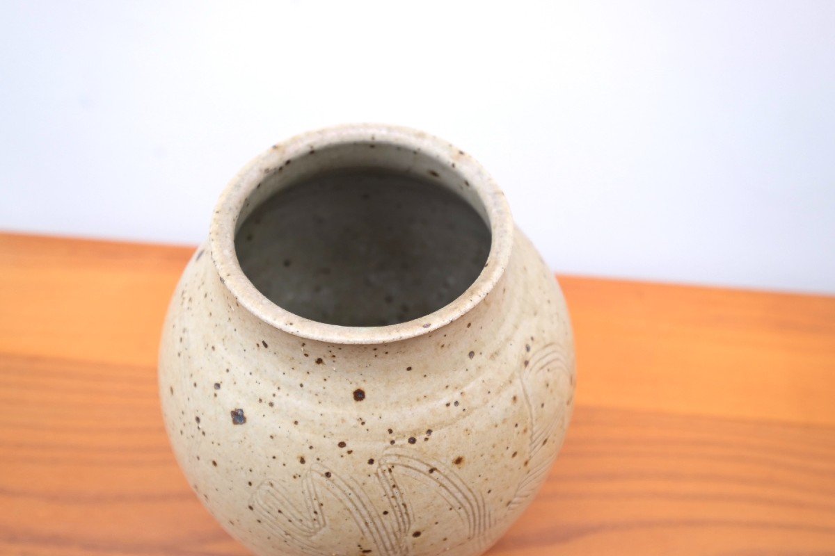 Signed Stoneware Vase, 1970 -photo-4