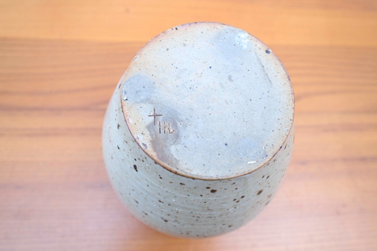 Signed Stoneware Vase, 1970 -photo-1