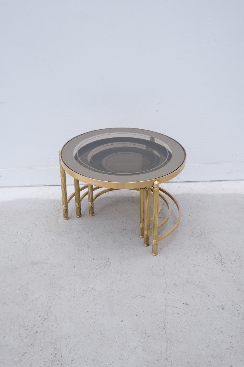 Brass And Glass Nesting Coffee Tables, 1970s  -photo-1