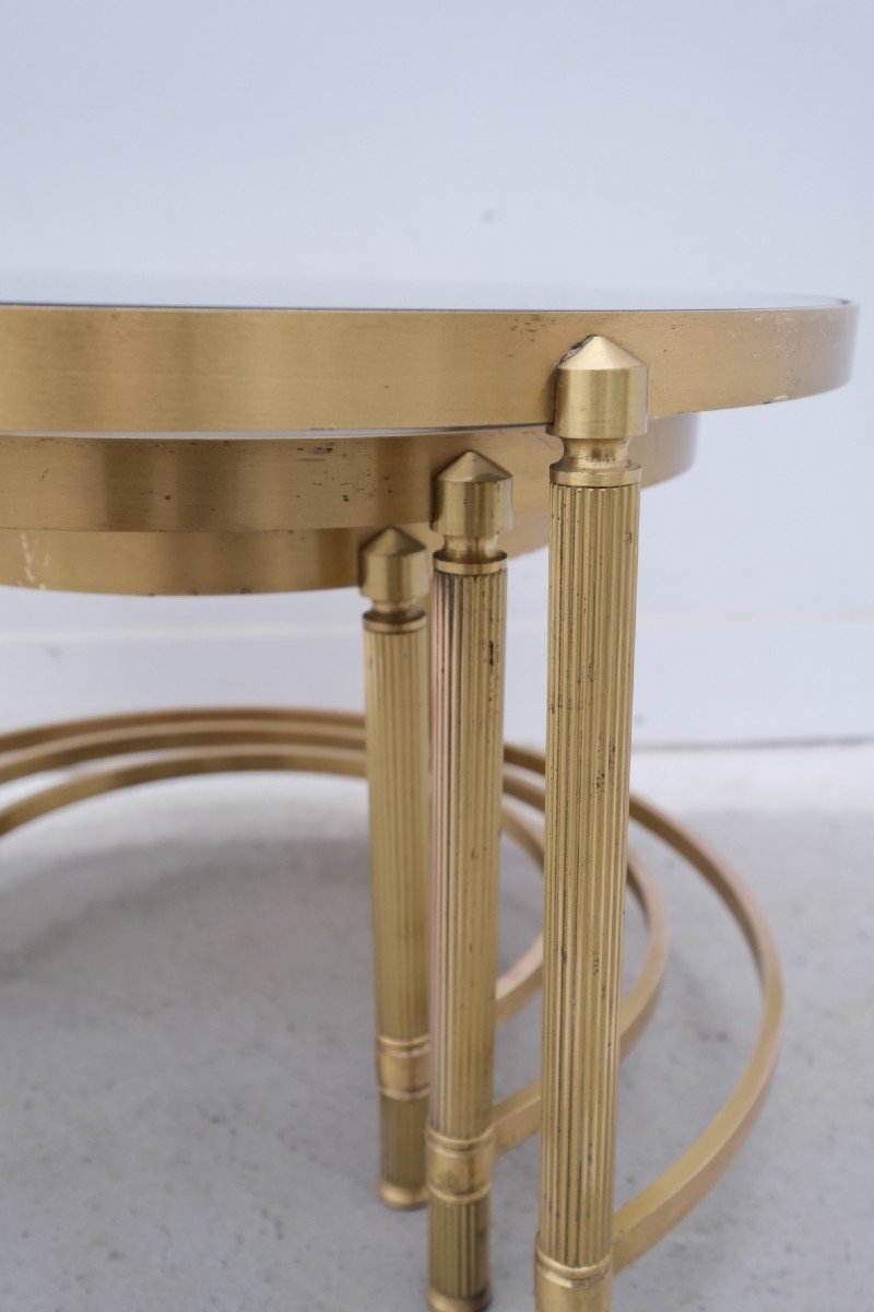 Brass And Glass Nesting Coffee Tables, 1970s  -photo-3