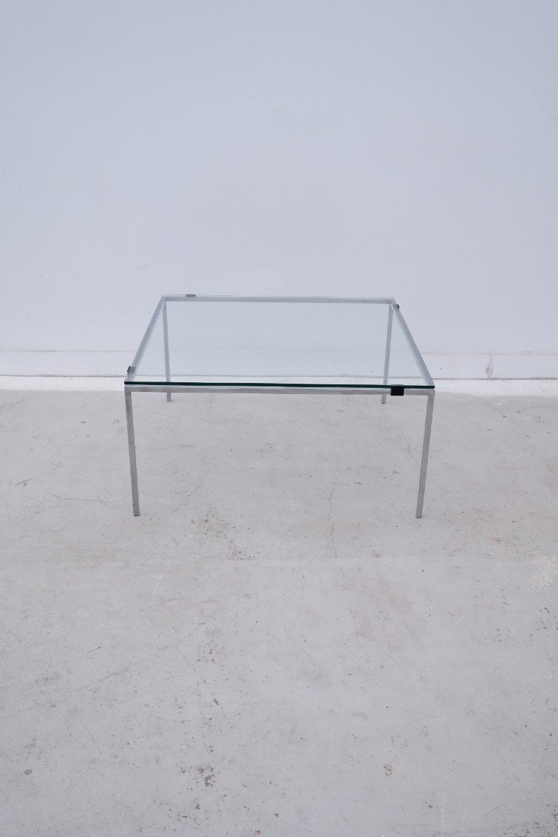 Alain Richard Coffee Table For Tv Stand In Glass And Metal, France 1950  -photo-2