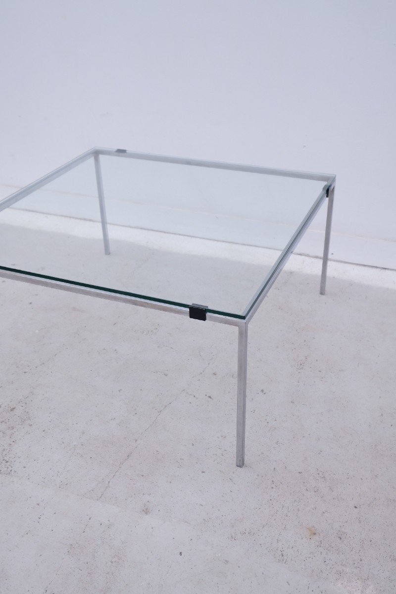 Alain Richard Coffee Table For Tv Stand In Glass And Metal, France 1950  -photo-3