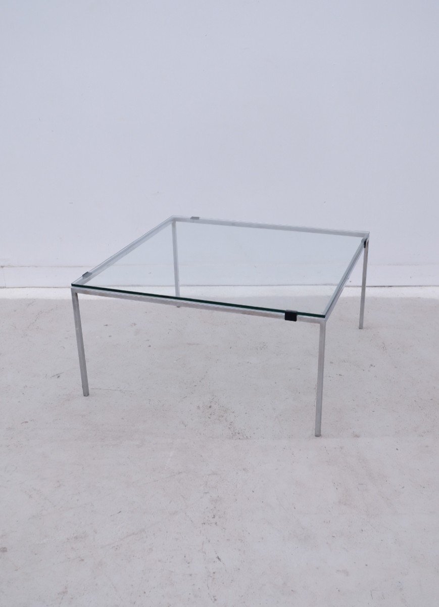 Alain Richard Coffee Table For Tv Stand In Glass And Metal, France 1950  