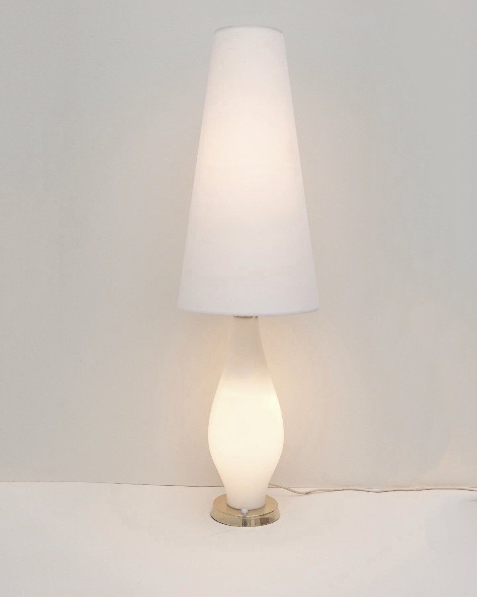 Opaline And Brass Lamp, Italy 1960 D