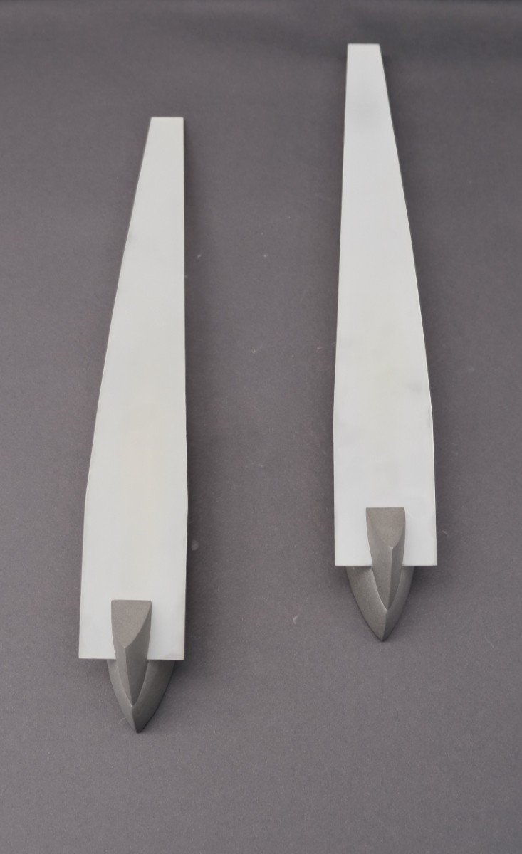 Pair Of “zebulon” Sconces By Lucien Gau, 1980  -photo-2