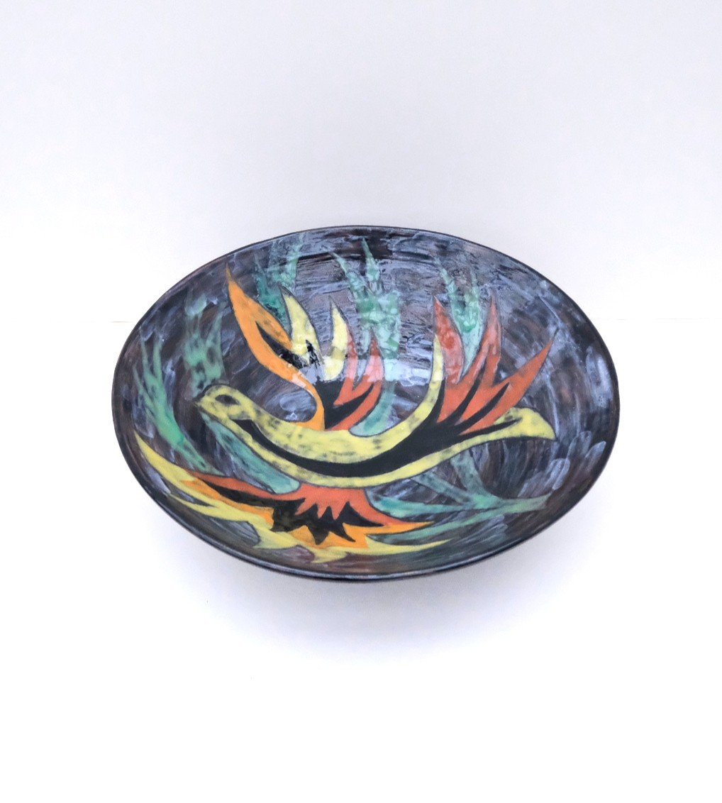 Salad Bowl By Jeannette And Georges Picard In Enamelled Ceramic, France 1960  