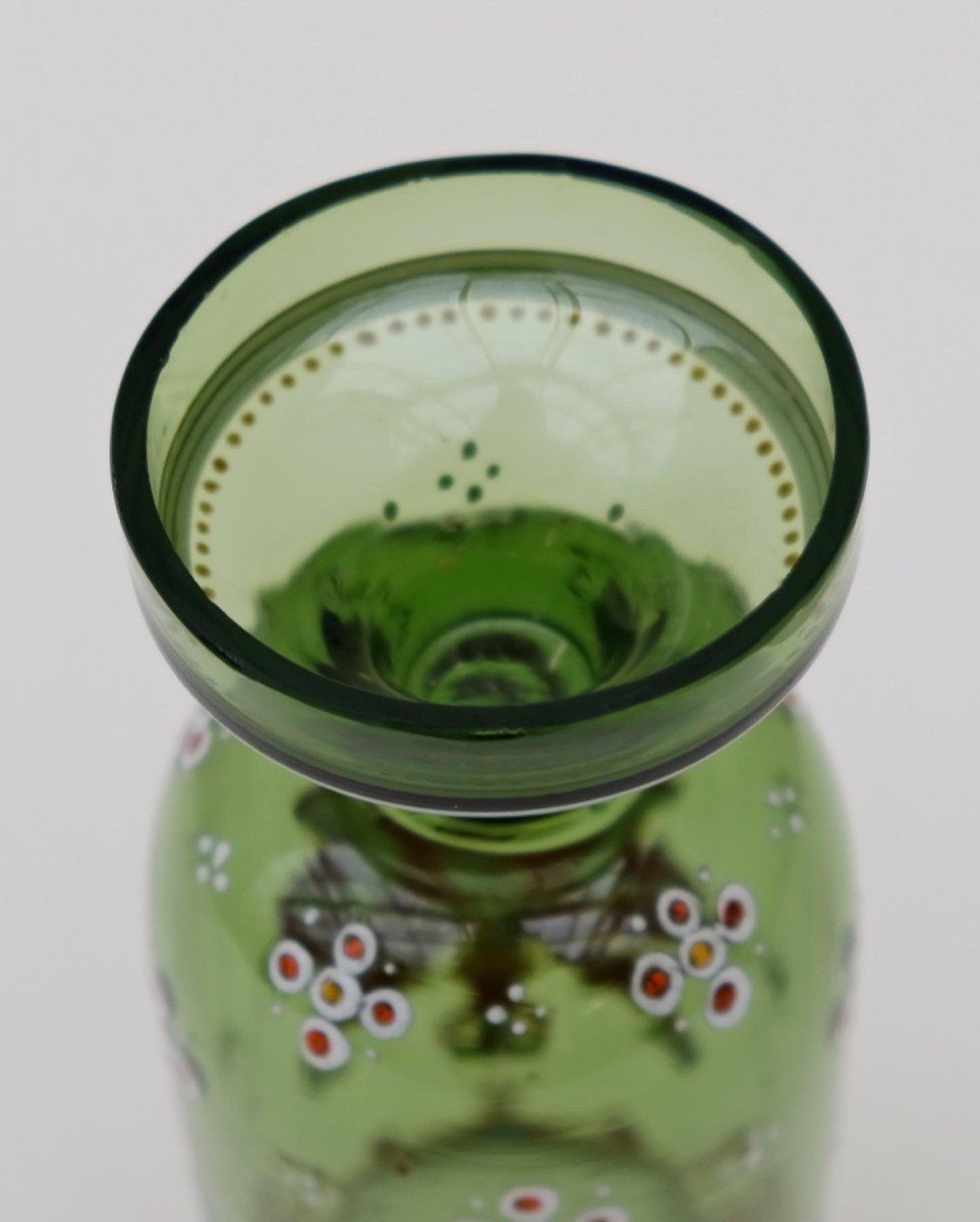 Verre « Ferme Et Juste » En Verre De Bohême émaillé Vert, 19 ème  -photo-3