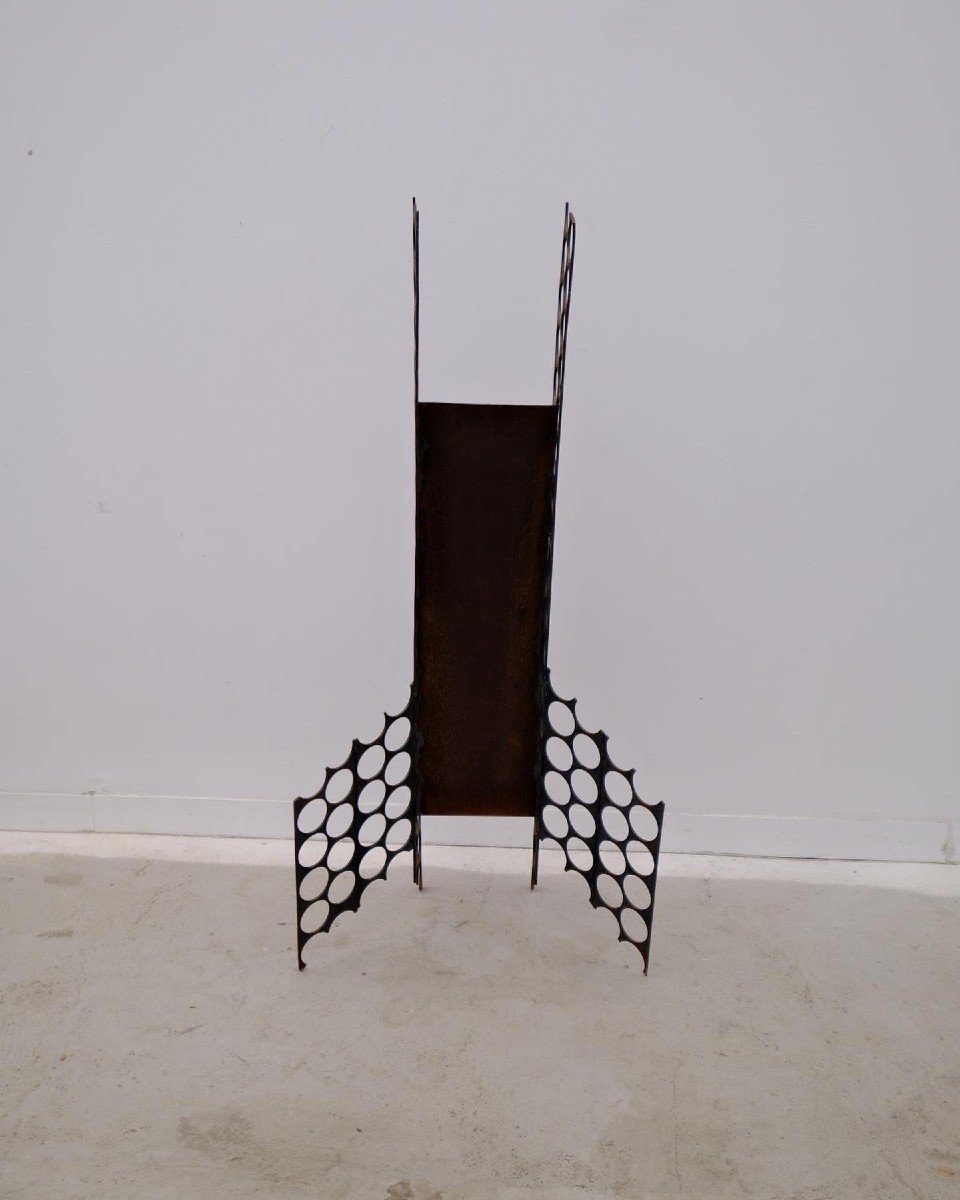 Brutalist Rusty Steel Sculpture  -photo-2